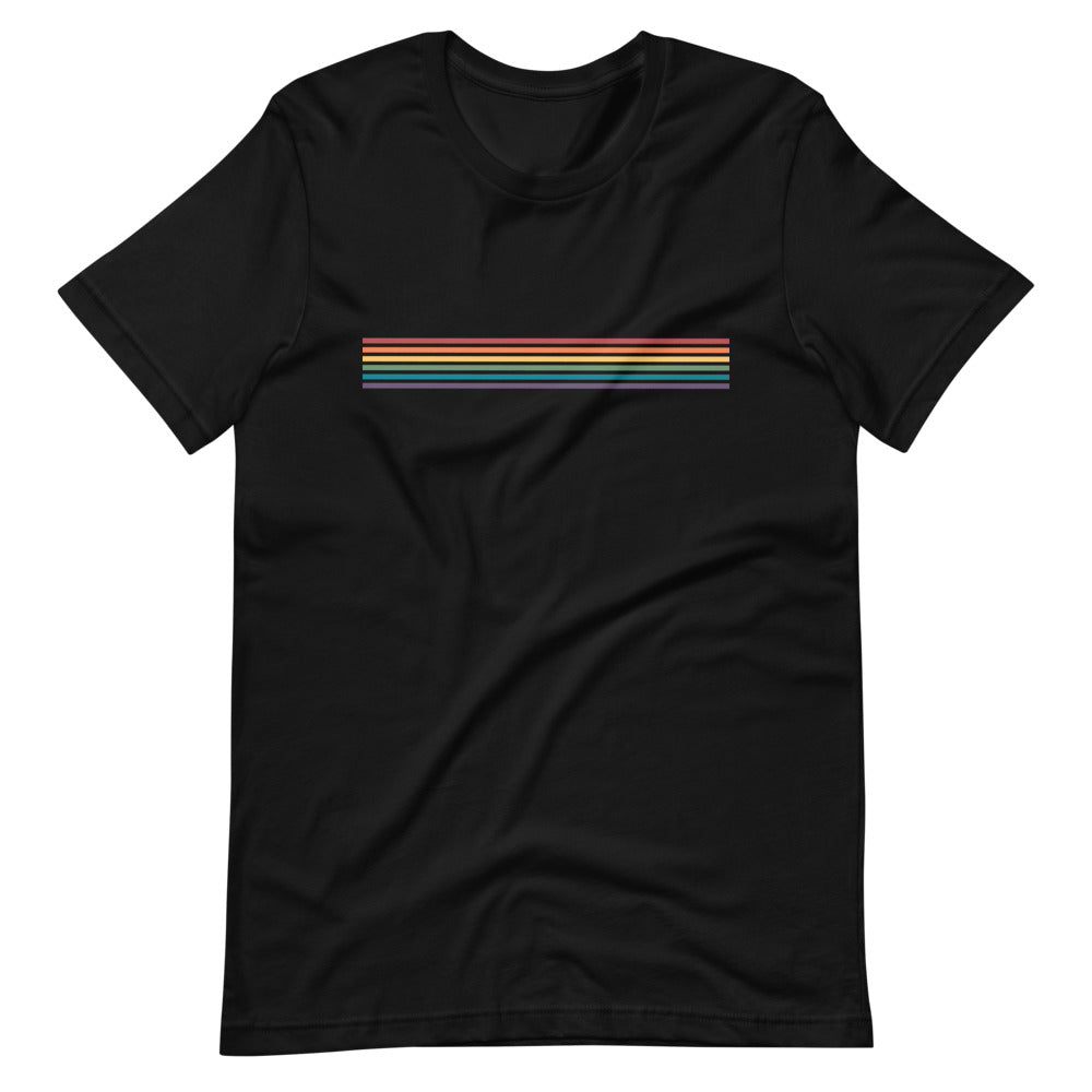 Camiseta unisex con rayas de arcoíris