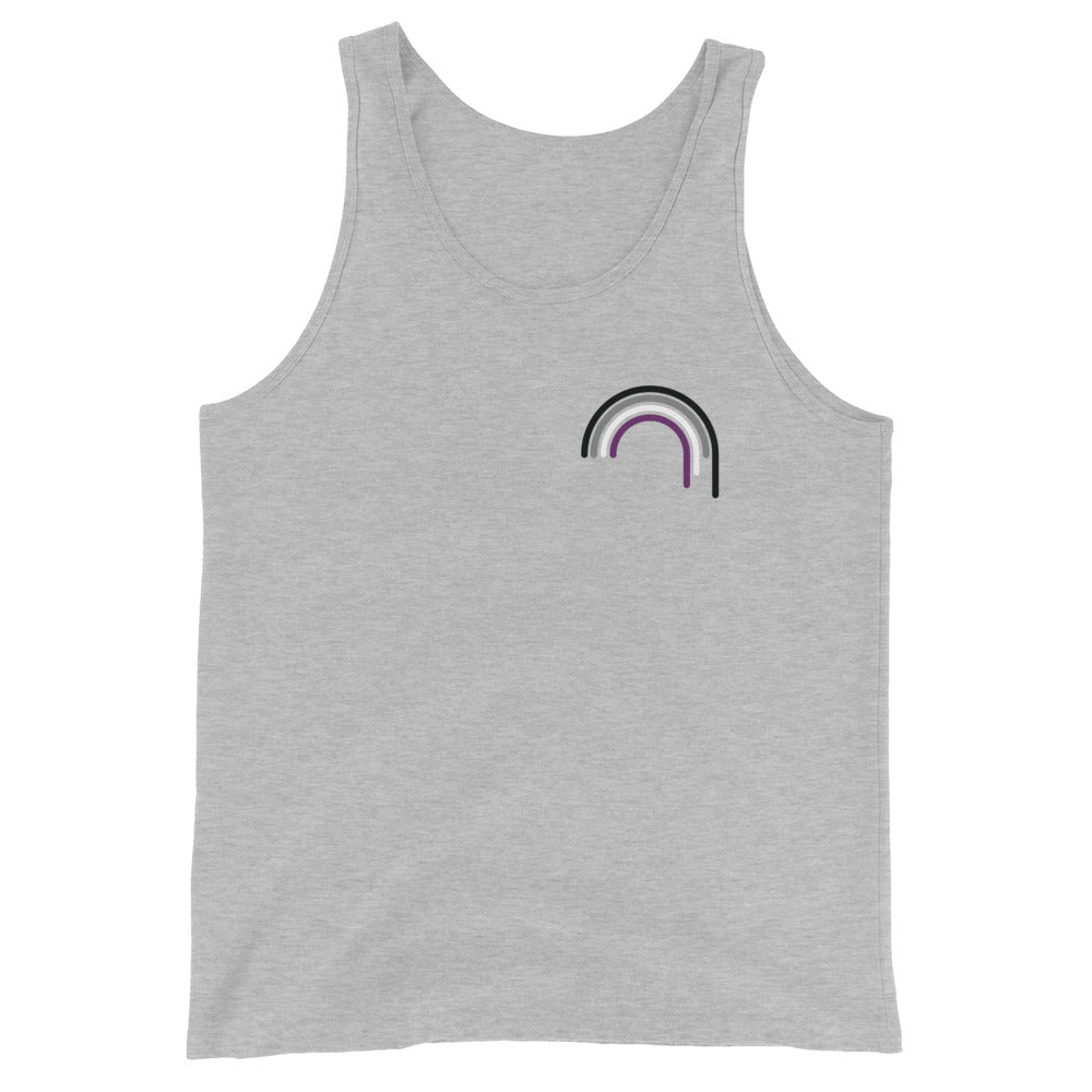 Camiseta sin mangas unisex con goteo de arcoíris asexual