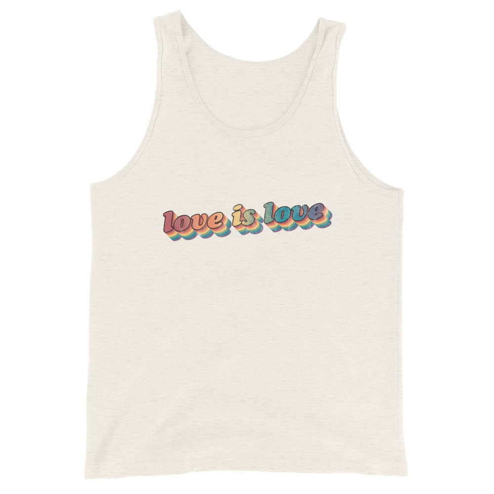 Camiseta sin mangas unisex retro Love is Love