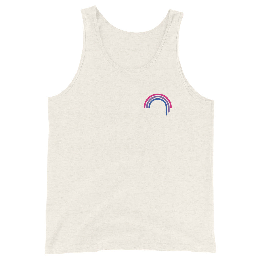 Camiseta sin mangas unisex bisexual con goteo de arcoíris