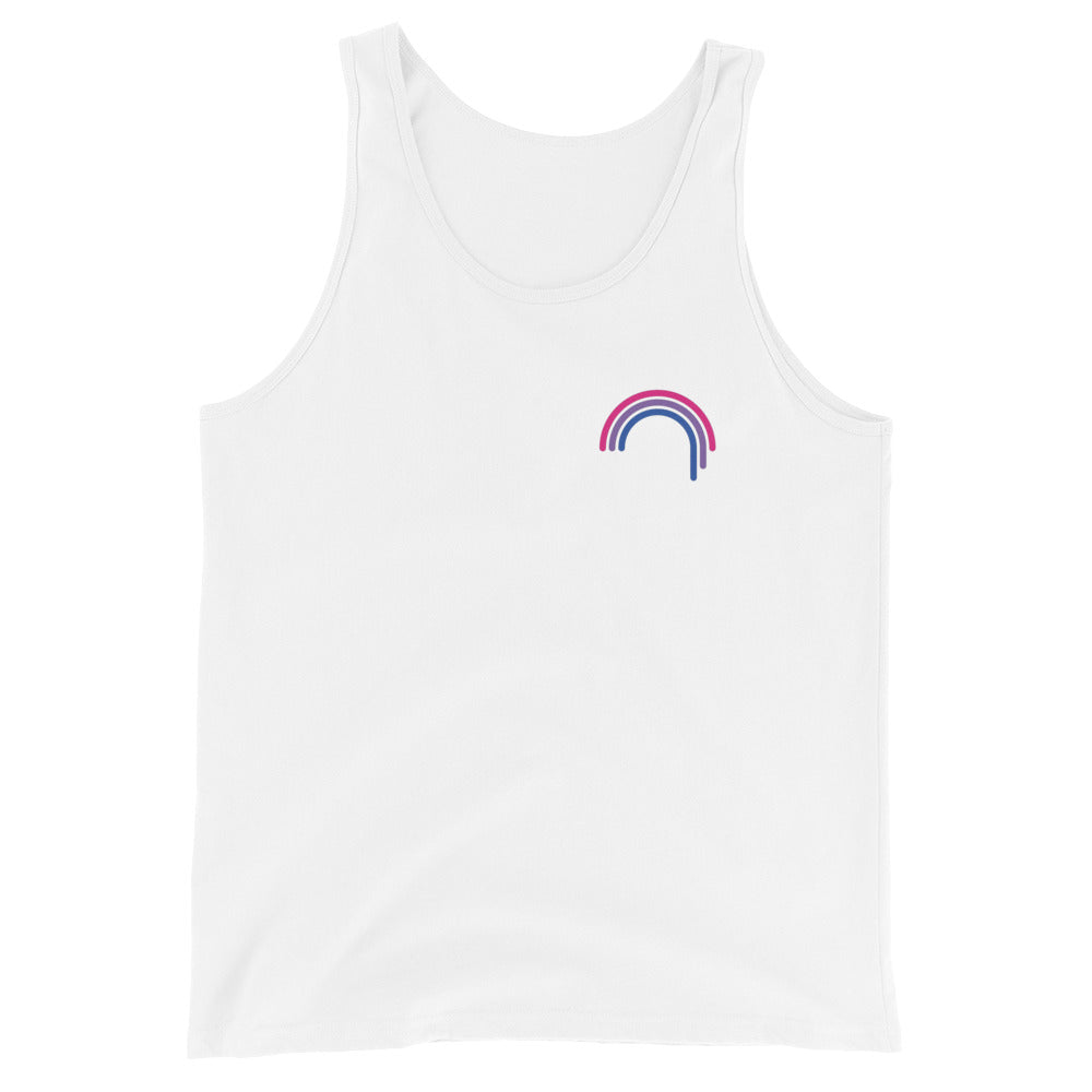 Camiseta sin mangas unisex bisexual con goteo de arcoíris