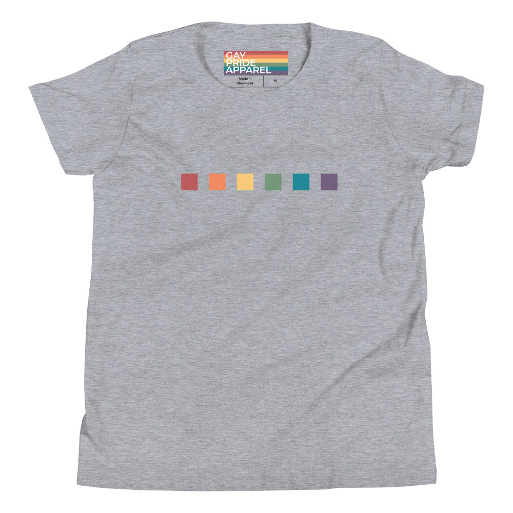 Camiseta juvenil con cuadrados de arcoíris