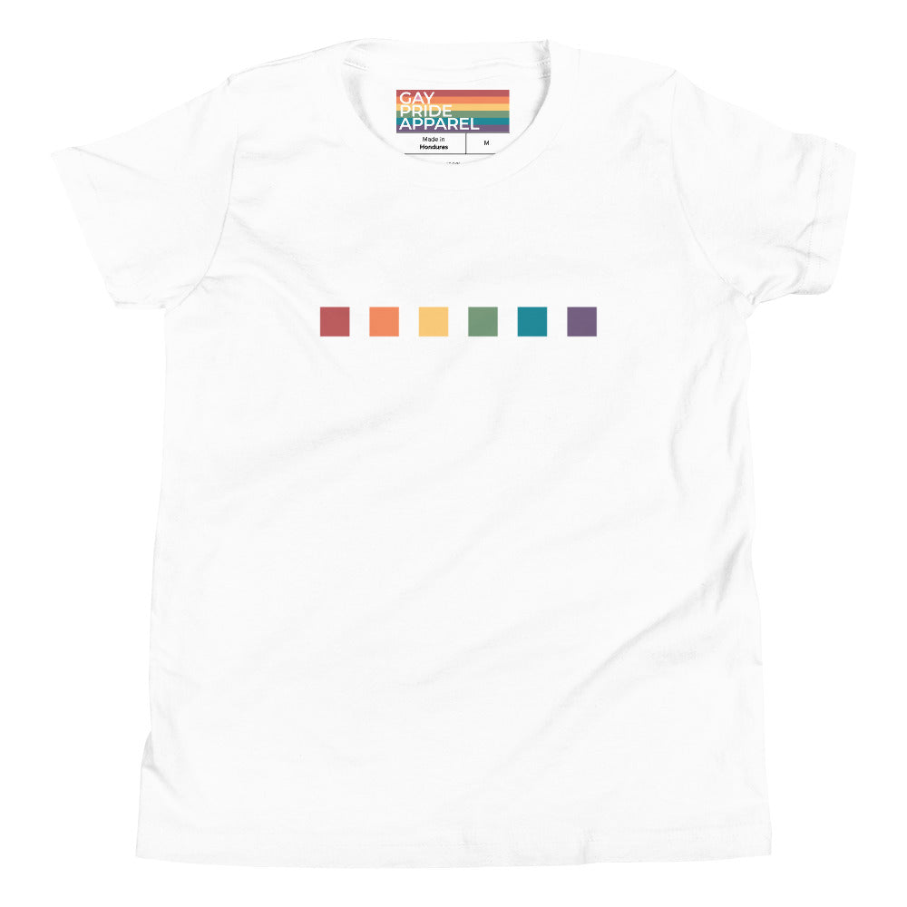 Camiseta juvenil con cuadrados de arcoíris